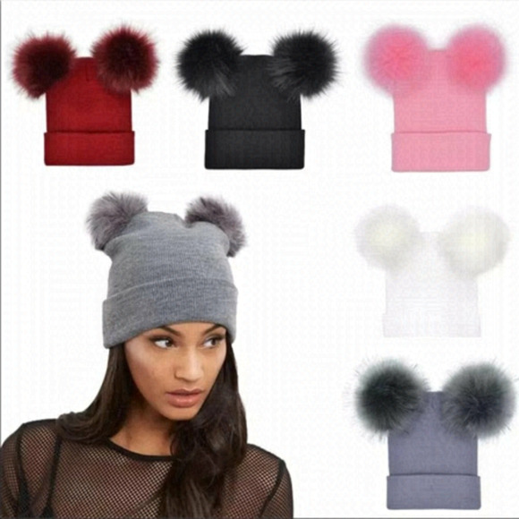 New Double Pompom Beanies - Picture 1 of 5